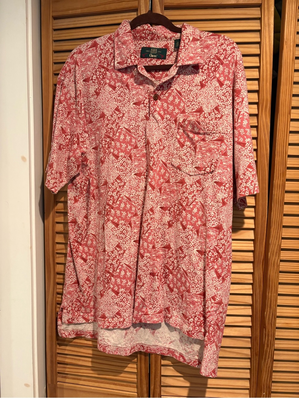 Vintage Orvis men’s Polo Shirt Cotton Linen Floral Tropical Beach Resort Summer